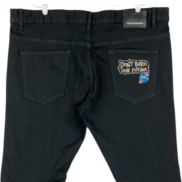 First Row Men's Future Distressed Slim Black Jeans Sz 42x32 Straight Stretch NWT - Picture 4 of 15